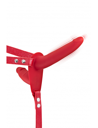DOUBLE STRAP-ON VIBRANT RED